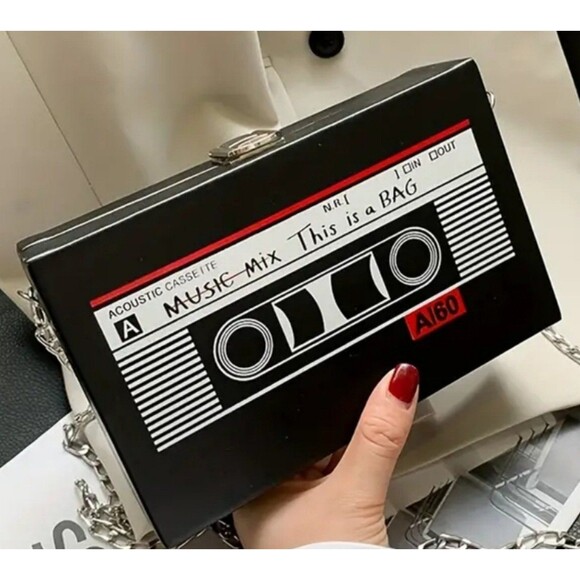 Medium Retro Cassette Tape Shoulder purse crossbody box bag, throwback, 90s, 80s - Picture 1 of 6